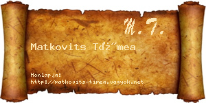 Matkovits Tímea névjegykártya